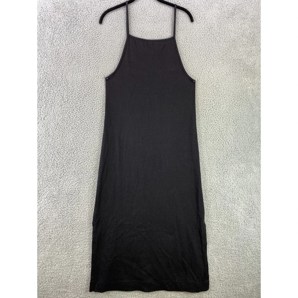 Lauren Ralph Lauren Pencil Dress Women PS Black Spaghetti Straps Long Side Slits